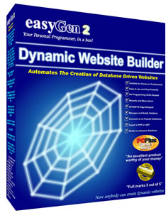easyGen creates PHP and ASP web applications and connects to any popular database including MySQL, SQLserver, Access, Lotus Notes, OLE or ODBC. It creates Dynamic Web Applications in seconds