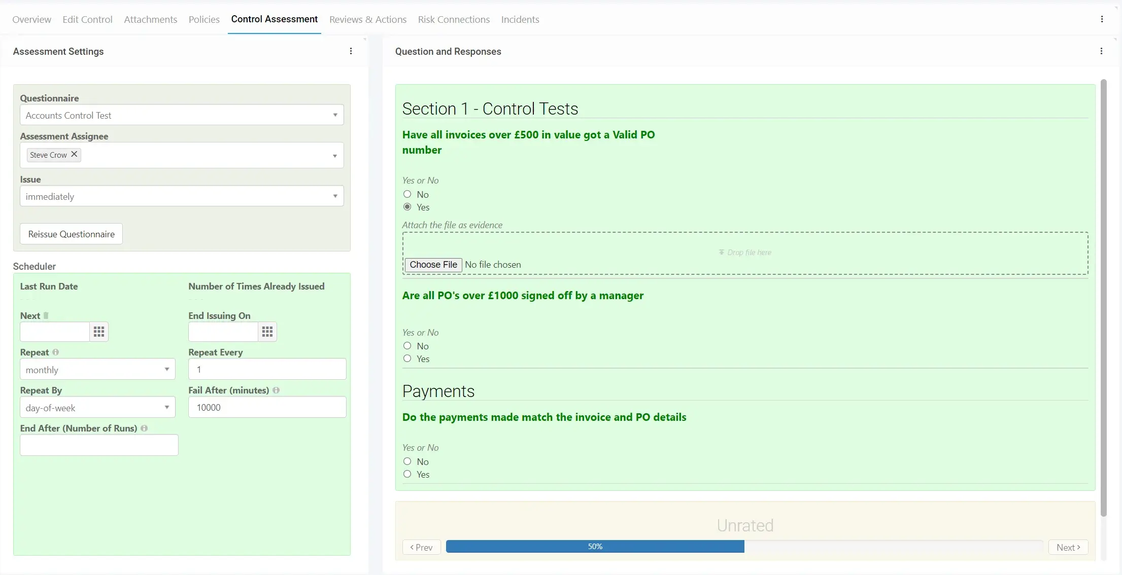 Controls and Policies Software Control Assessment