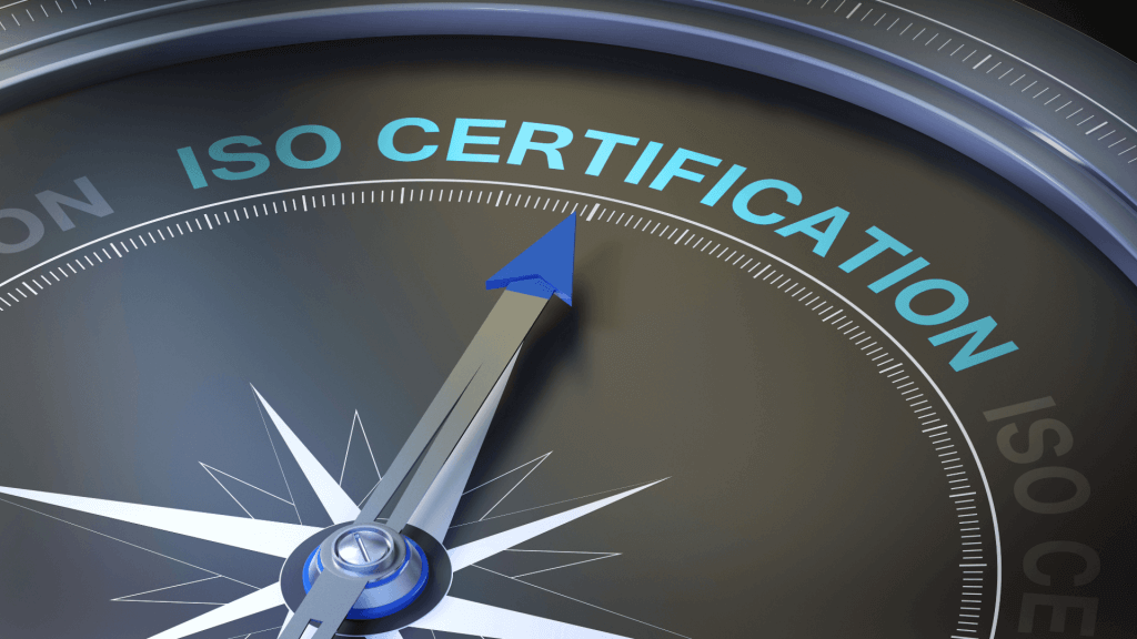 A compass pointing to the words ISO Certification.