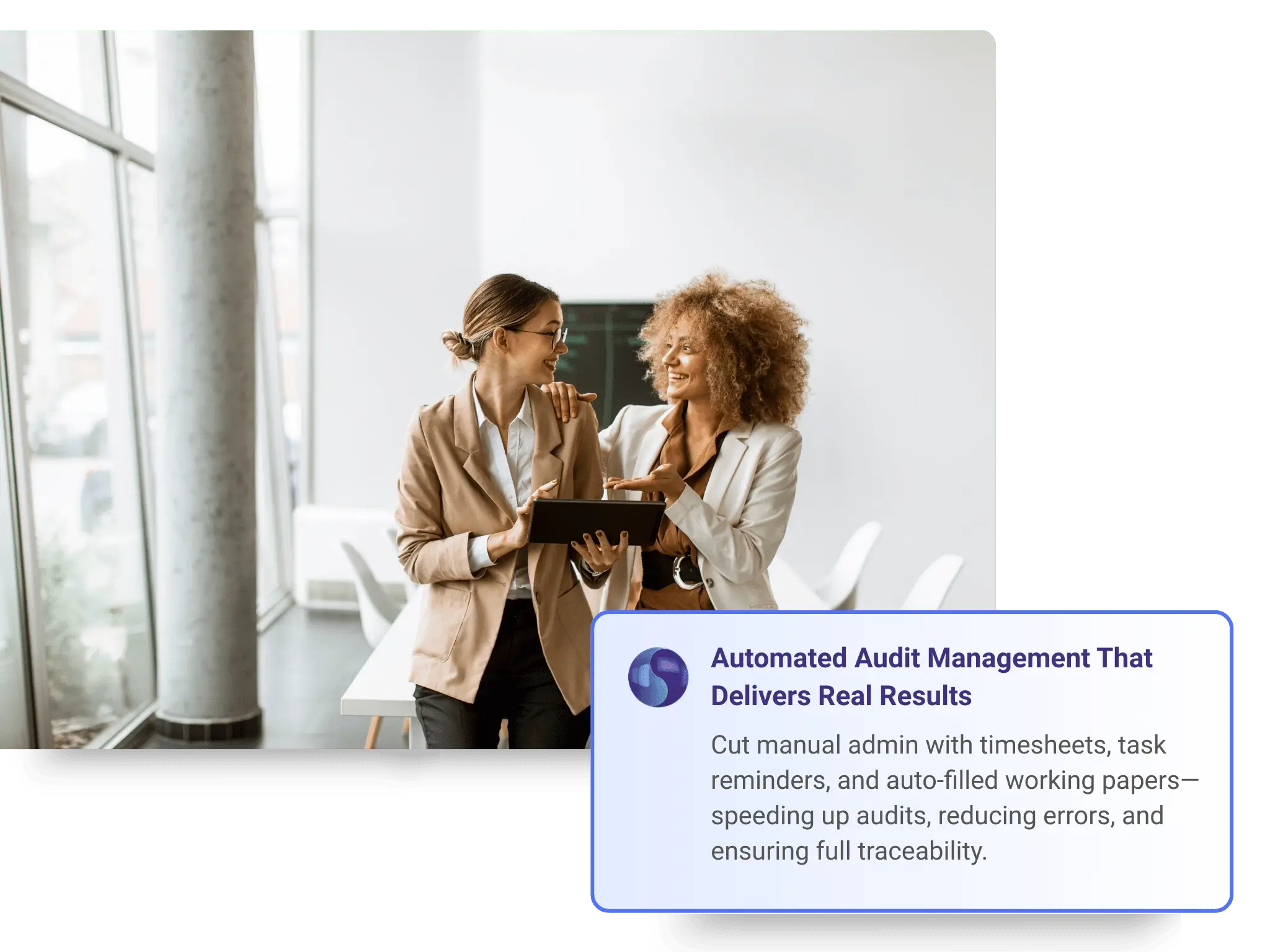 Symbiant audit software interface showing automated audit workflows with built-in timesheets, task reminders, and fully integrated data for compliance and reporting.webp